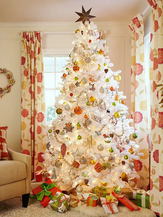 decoraciÃ³n arbol de navidad 2022, como adornar un arbol blanco de navidad, como adornar el arbol de navidad blanco, arbol de navidad en blanco y dorado