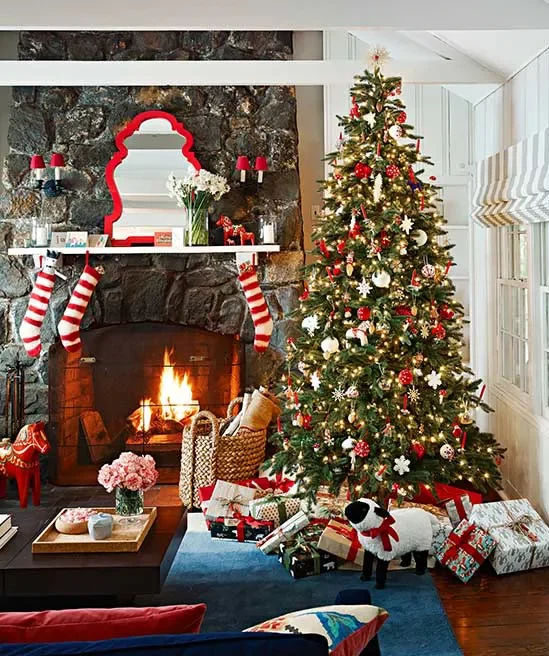 arbol de navidad clasico, arbol de navidad decorado clasico, arbol de navidad tradicional, tradicional arbol de navidad